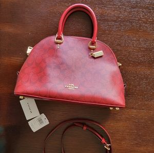 COACH KATY SATCHEL IN SIGNATURE CANVAS AND LEATHER HANDLES AND STRAP